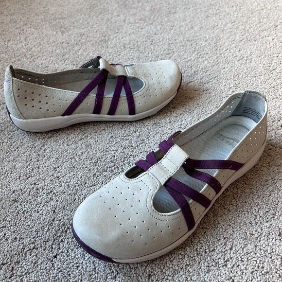 DANSKO Slip On Sz 40 / 9 9.5 Hope Grey Nubuck Leather Purple Strap Mary Jane - Picture 3 of 7